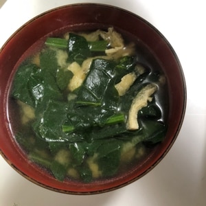 ほうれん草とうす揚げ☆出汁から簡単お味噌汁